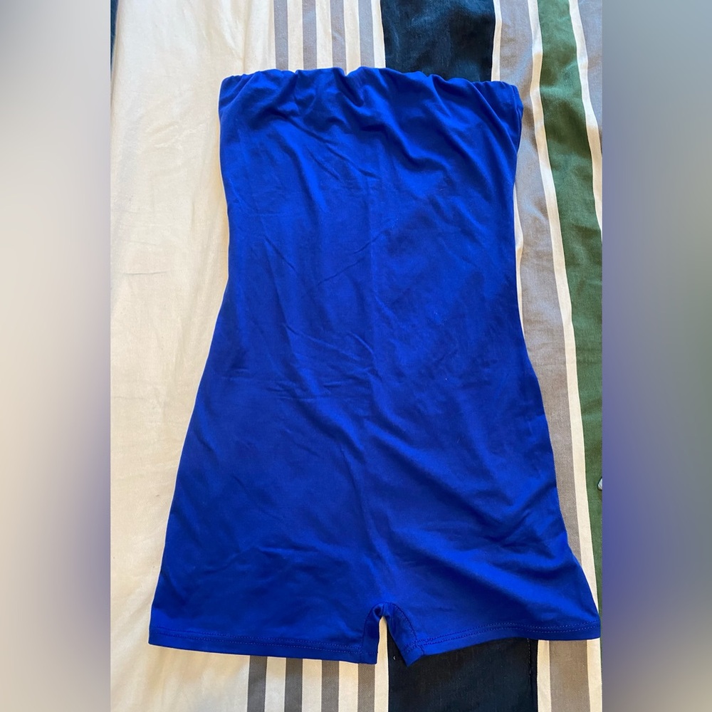 Fashion Nova Blue Strapless Bodycon Dress